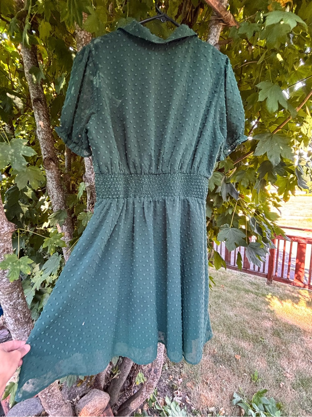 Classic Green Swiss Dot Shirtwaist Dress Size L - Picture 4 of 7